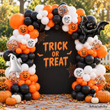 127-Piece Halloween Balloon Arch Kit, Ghost Bat Foil, Jack-o'-Lantern Prints (Orange Black White)