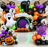 151-Piece Halloween Balloon Arch Kit, Ghost Pumpkin BOO Foil Balloons, Spooky Party Decor