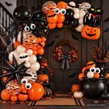 Halloween Balloon Arch Kit, Black Orange White, Foil Bats Pumpkin Cat (127Pcs)