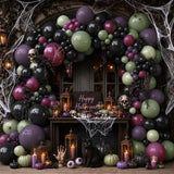 100PCS Halloween Balloon Arch Kit, Gothic Purple Green Black Party Decor