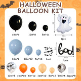 Halloween Balloon Arch Kit, Blue Orange Black Ghost Bat Decor (99 Piece)