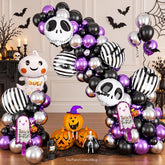 Purple Skull Halloween Balloon Arch Kit, Bat Skeleton Face Decorations (85 Pcs)
