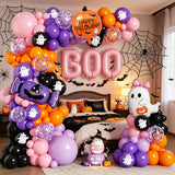 Pink Halloween Balloon Arch Kit, Ghost & Pumpkin Foil Balloons, Party Decor