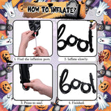 Halloween Balloon Arch Kit, Burnt Orange Black White, BOO Checkered Stars, 3D Bats (All-in-One)