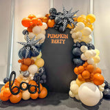 Halloween Balloon Arch Kit, Burnt Orange Black White, BOO Checkered Stars, 3D Bats (All-in-One)