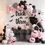 Spooky One Little Boo Baby Shower Balloon Arch Kit, Pink Black Halloween Party Decor