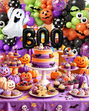 Halloween Balloon Arch Kit, Black Orange Purple Green, Ghost BOO Foil Decor