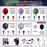 Gothic Halloween Balloon Arch Kit, Double Stuffed Lavender Red Black Balloons, Bat Stickers