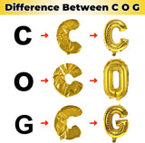 Gold Letter G Balloon, 40 Inch Mylar Foil for Events
