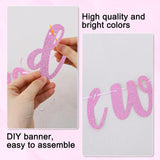 DIY Glitter Pink Letter Banner Kit, A-Z Custom Party Decor (111 Pieces)