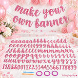 DIY Glitter Pink Letter Banner Kit, A-Z Custom Party Decor (111 Pieces)