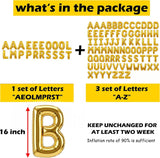 98 Piece Gold Letter Balloon Set, Metallic Foil Alphabet with Ribbons and Straws
