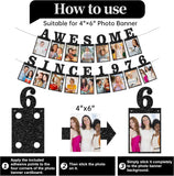 Pre-Strung Photo Banner: 50th Birthday, Black Glitter Cardstock, Indoor Outdoor