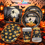 Disposable Halloween Party Supplies: 9-Inch Plates, 7-Inch Plates, Cups, Napkins
