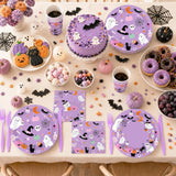 Purple Halloween Party Set, 9-Inch BOO Plates, 7-Inch Plates, 24 Guests