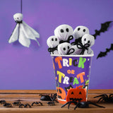 Halloween Party Supplies Set: 25 Plates, Cups, Napkins, Tablecloth (Purple Orange)