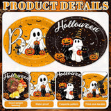 50-Piece Halloween Paper Plates, Oval Set with Ghosts, Black Cats, Pumpkins