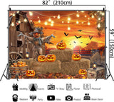 Halloween Scarecrow Pumpkin Backdrop, 7x5ft Polyester Photo Booth Wall Decor