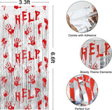 2 Pack Bloody Foil Fringe Halloween Backdrop, Horror Party Decor (3.3 x 6.6 FT)