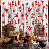 2 Pack Bloody Foil Fringe Halloween Backdrop, Horror Party Decor (3.3 x 6.6 FT)