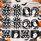 Disposable Halloween Tableware: 180-Piece Set with Ghosts, Stars, and Boo Text for Parties