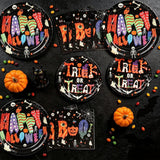 125-Piece Halloween Partyware Set, 9-Inch Dinner Plates, 7-Inch Dessert Plates, 8-Ounce Cups, Napkins, Forks