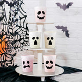 48-Count Halloween Cups, White Plastic Ghosts for Drinks and Snacks