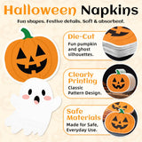 100 Disposable Napkins: 50 Ghost 50 Pumpkin Shapes (3-Ply)