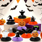 Halloween Honeycomb Centerpieces: Set of 12 Printed Cardstock with Black Purple Orange Balls
