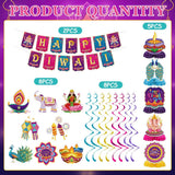 Happy Diwali Banner Set: Coordinated Cardstock Swirls and Honeycomb Centerpieces