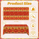 Happy Diwali Tablecloths Set, Durable Plastic Red Gold Diya Flower Motif Decor