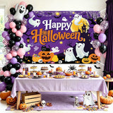 Happy Halloween Backdrop, Ghost Pumpkin Photo Booth Banner (70.8x43.3 Inch)