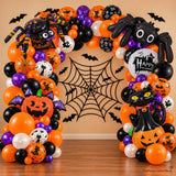 126-Piece Halloween Balloon Arch Kit, Orange Black Purple Spider Web Party Decor