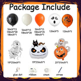 139-Piece Halloween Balloon Arch Kit, Mummy Skull Pumpkin Ghost Foil Balloons, Black Orange White Garland for Porch Party Decor