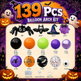 Halloween Balloon Arch Kit, Spider Bat Witch Hat BOO Foil Balloons (147 Piece)