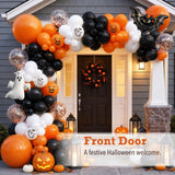 127-Piece Halloween Balloon Arch Kit, Ghost Bat Foil, Jack-o'-Lantern Prints (Orange Black White)
