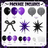Halloween Balloon Arch Kit, Black Purple Latex, Star Bow Foil Balloons (Party Decor)