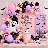 Pink Purple Halloween Balloon Garland Kit, Ghost Star Foil, Bat Print (Party Decor)