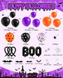 Halloween Balloon Arch Kit, Purple Black Orange, BOO Eye, Spider Web Bats (125Pcs)