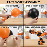 151-Piece Halloween Balloon Arch Kit, Burnt Orange Black Ghost BOO Foil (Party Backdrop)