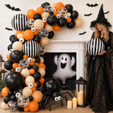Halloween Balloon Garland Kit, Burnt Orange Black Ghost Bat Eyeball (117 Piece)