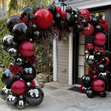 Red Black Balloon Arch Kit, Gothic Vampire Party Decor (16ft Garland)