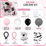 Spooky One Little Boo Baby Shower Balloon Arch Kit, Pink Black Halloween Party Decor