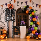 Halloween Balloon Arch Kit, Giant Pumpkin Skeleton Foil Balloon, 30-Piece Party Decor