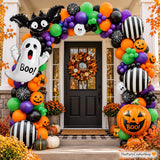 Halloween Balloon Arch Kit, Orange Black Green Purple, Foil Pumpkins, Bats, Ghosts (Step-by-Step Guide)
