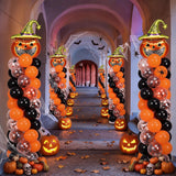 Halloween Balloon Column Stand Kit, 6.5 ft, Pumpkin Foil Topper (2 Sets)