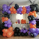 Halloween Balloon Arch Kit, Black Purple Orange Confetti, Spooky Party Decor