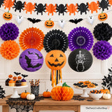 12-Piece Halloween Party Decor Kit, Pom Poms, Lanterns, Banners (DIY Assembly)
