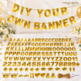 131-Piece Gold Glitter Banner Kit, DIY Party Decor (59ft Ribbon)