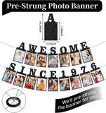 Pre-Strung Photo Banner: 50th Birthday, Black Glitter Cardstock, Indoor Outdoor